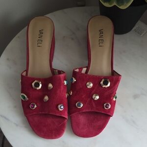 Vaneli Red Gem-Studded Women's Sandals